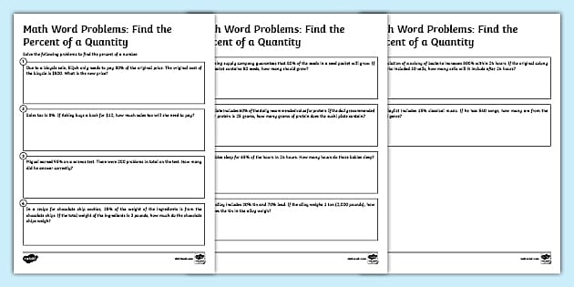 3rd-5th Grade Calculating Percent Math Problems | Twinkl USA