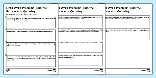 Percent Word Problems Worksheet | Math Resources | Twinkl