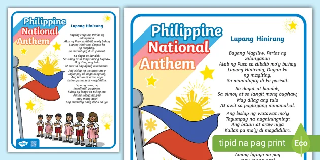 Anthem　(teacher　Preschool　Poster　National　Philippine　made)