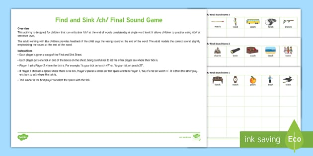 Find And Sink Ch Final Sound Game Profesor Hizo Twinkl