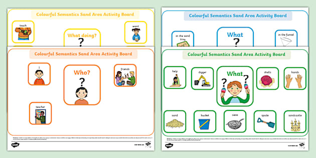 Colourful Semantics Sand Area Activity Board (teacher made)