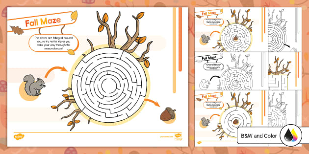 Fall Maze Worksheet | Fall Season | Twinkl USA - Twinkl