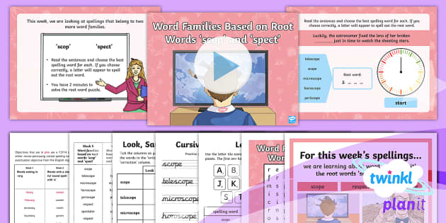 PlanIt Spelling Year 3 Term 3A W5: Word Families Based on Common Words ...