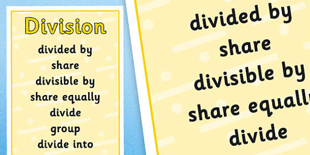division vocabulary poster teacher made