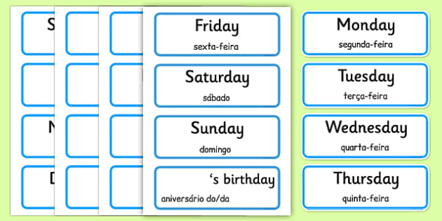 Days of the week and months of the year in Portuguese