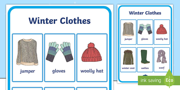 Winter Clothing Vocabulary Bingo - ESL Winter Clothes Vocabulary Game