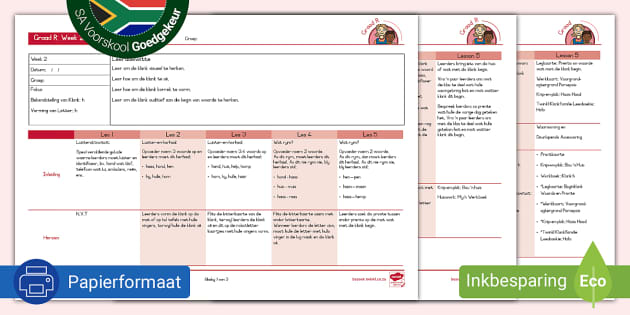 Graad R Week 2 Klankeprogram Klank H Lesplan Twinkl