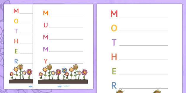 Acrostic Mother's Day Poem (teacher made)