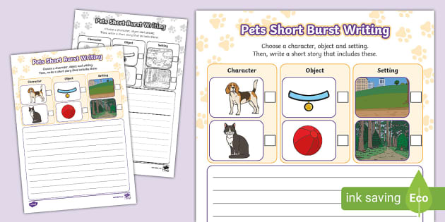 Pets Short Burst Writing Template (teacher made) - Twinkl