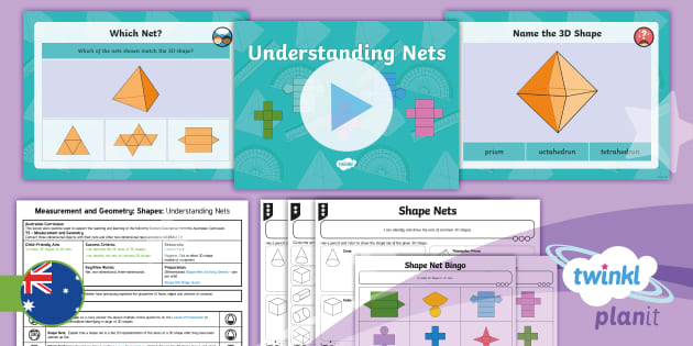 shapes 2d nets for 3d shapes maths lesson pack