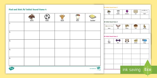 Find And Sink /b/ Initial Sound Game (teacher Made) - Twinkl