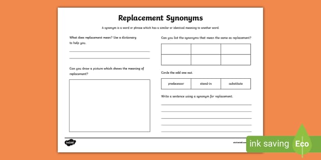 Replacement Synonyms Worksheet (teacher made) - Twinkl