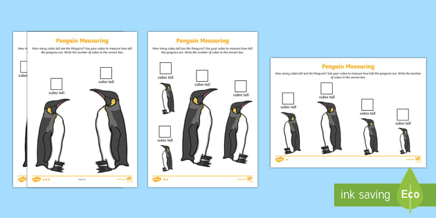 Penguin Measuring With Cubes Differentiated Worksheet Worksheet