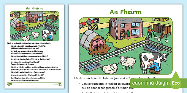 The Farm Aistear Oral Language Worksheet Gaeilge