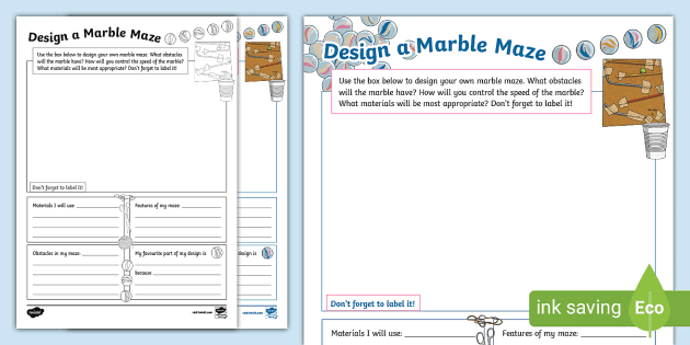 Design a Marble Maze Worksheet (Teacher-Made) - Twinkl