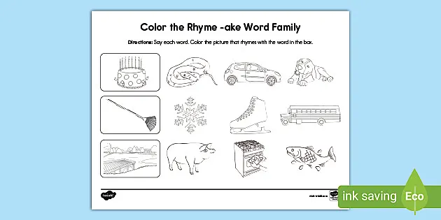 Matching rhyming words worksheet for kindergarten | K5 Learning