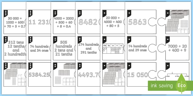 Numbers 1-10000 Different Representations Loop Card Activity