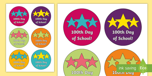 100 Days of School Badges (Hecho por educadores) - Twinkl