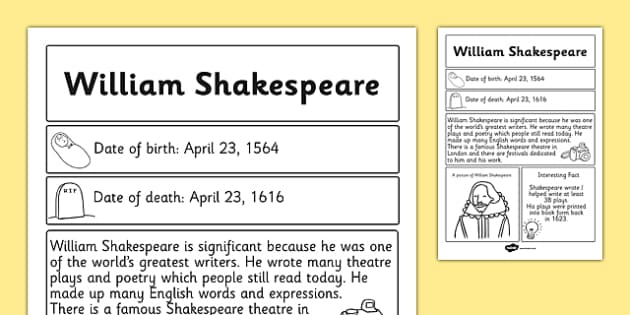 Ks1 Shakespeare Fact File Teacher Made 