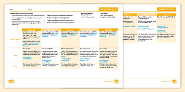 'ow' and 'oe' saying /oa/ Lesson Plan - Level 5 Week 16