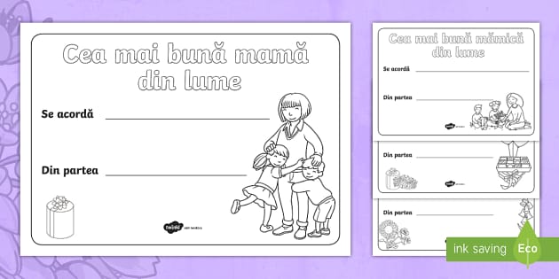 Diplome Pentru Ziua Mamei Pagini De Colorat Teacher Made