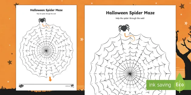 Halloween Spider Activities | Spider Maze Worksheet - Twinkl