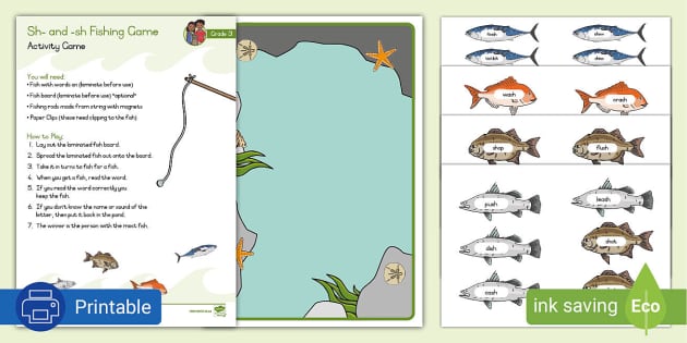 Fishing Phonics Game - Grade 3 - 'Sh' Words South Africa