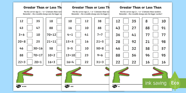 Greater Than And Less Than Worksheets Easy Download