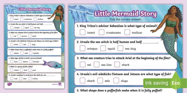 The Little Mermaid Ocean Animals Quiz (Teacher-Made)