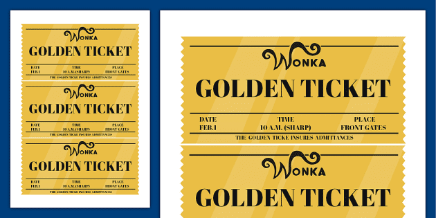 FREE! - Willy Wonka Golden Ticket Template, Resource
