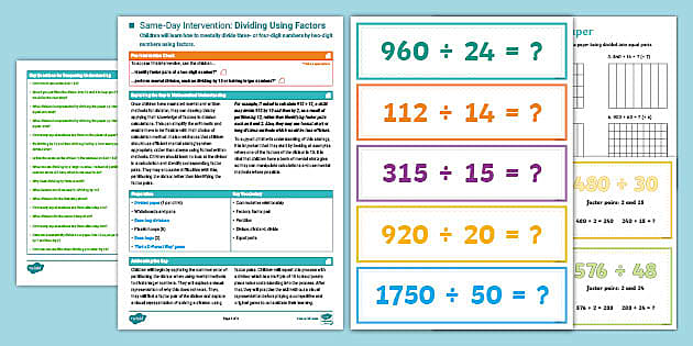 👉 Year 6 Maths Same-Day Intervention: Dividing Using Factors