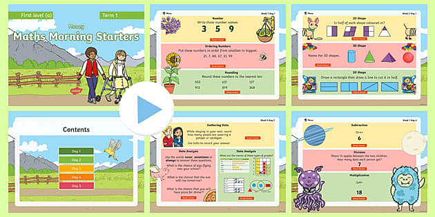 Maths Morning Starters First Level (a) Term 1 PowerPoint Pack