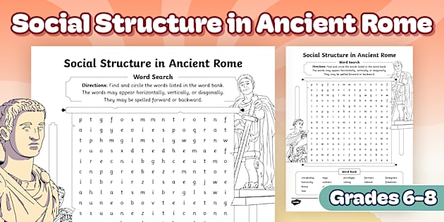 Social Structure in Ancient Rome Word Search for 6th-8th Grade
