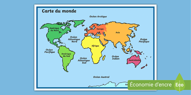 Carte du monde avec code couleur - Montessori (Teacher-Made)