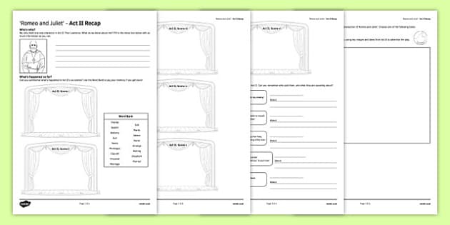 Romeo And Juliet Act 2 Summary Worksheet Beyond Twinkl