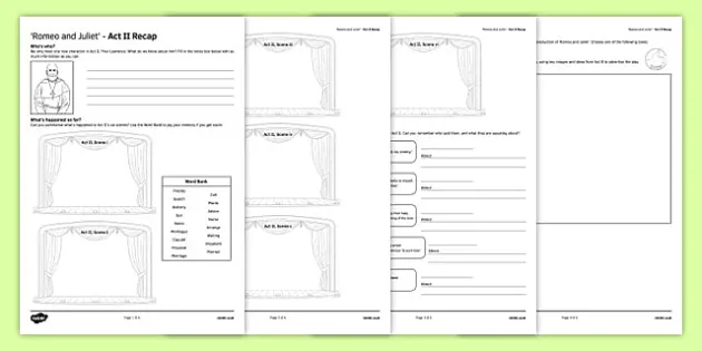 Romeo And Juliet Act 2 Summary Worksheet Beyond