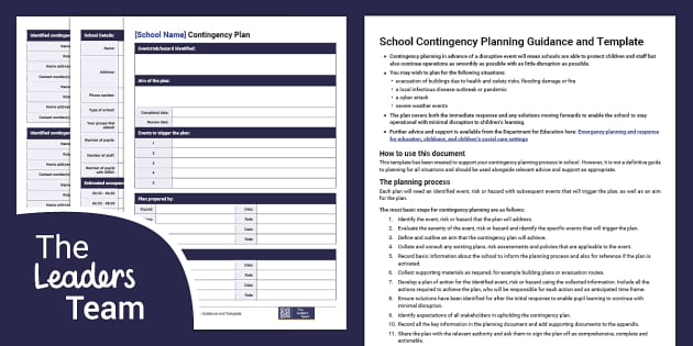 School Contingency Planning Guidance and Template - Twinkl