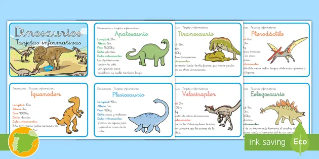Tarjetas informativas: Los dinosaurios (profesor hizo)