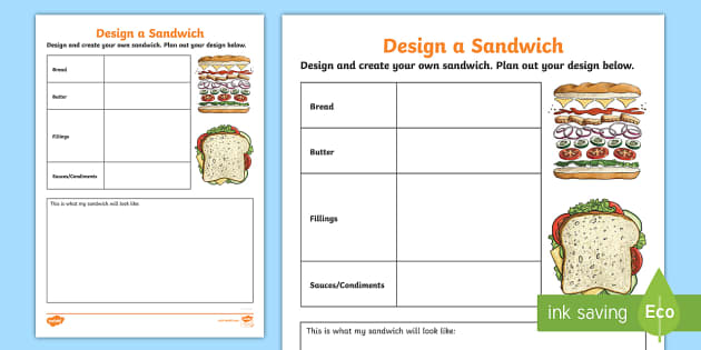Design a Sandwich Planning Worksheet / Worksheet