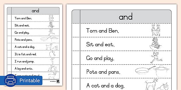 Grade 1 Sight Word Reading Strips - and (teacher made)