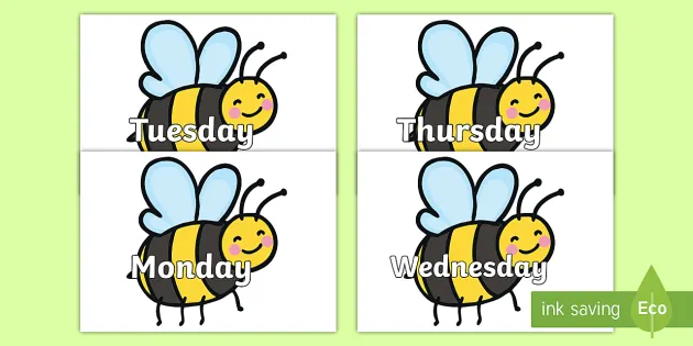 FREE! - Days of the Week on Bees (Teacher-Made) - Twinkl