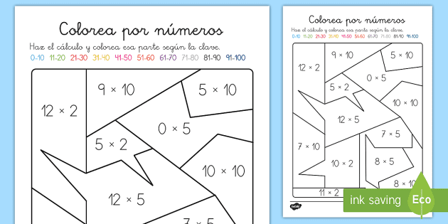 Ficha De Actividad Multiplicaciones Para Colorear Twinkl 2144