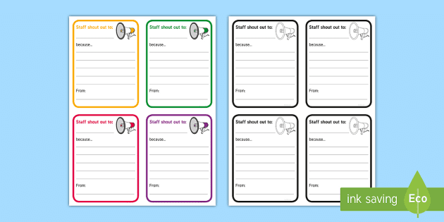 Staff Shout Out Cards Printable Resource For Teachers