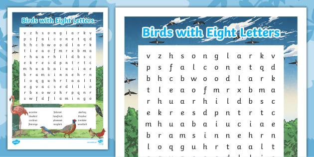 Birds With Eight Letters Word Search (teacher Made) - Twinkl