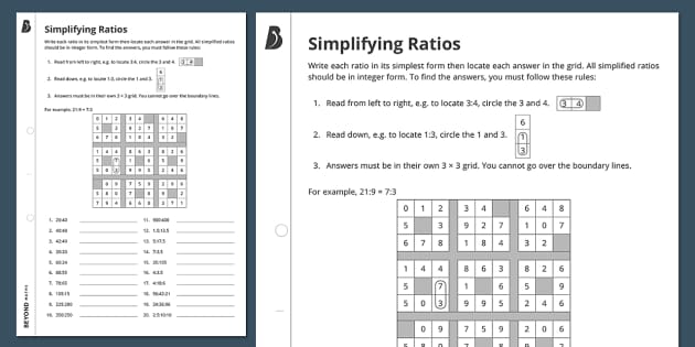 Number Grid: Simplifying Ratios | KS3 Maths | Beyond