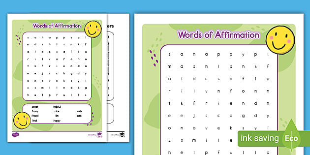 Words Of Affirmation Word Search