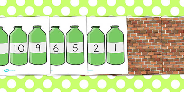 Ten Green Bottles Cut Outs (teacher made) - Twinkl