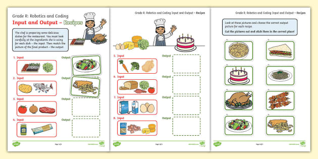 Grade R Robotics and Coding - Input and Output - Recipes