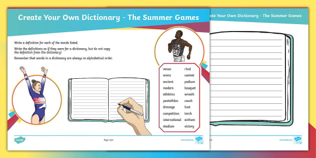 The Summer Games Key Vocabulary Create Your Own Dictionary