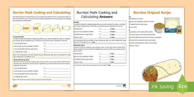 Burritos: Cooking and Calculating Math Activity for 3rd-5th Grade